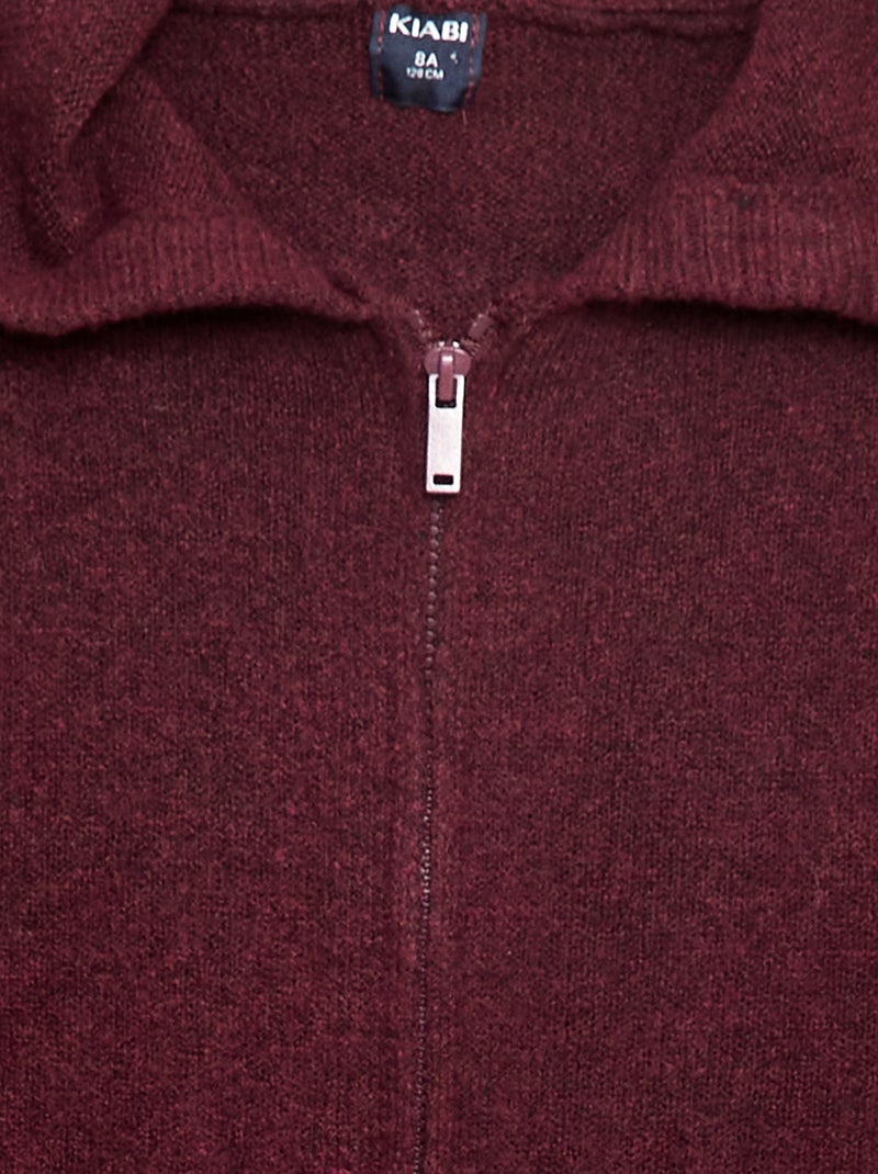 Gilet à capuche en maille chinée Bordeaux - Kiabi