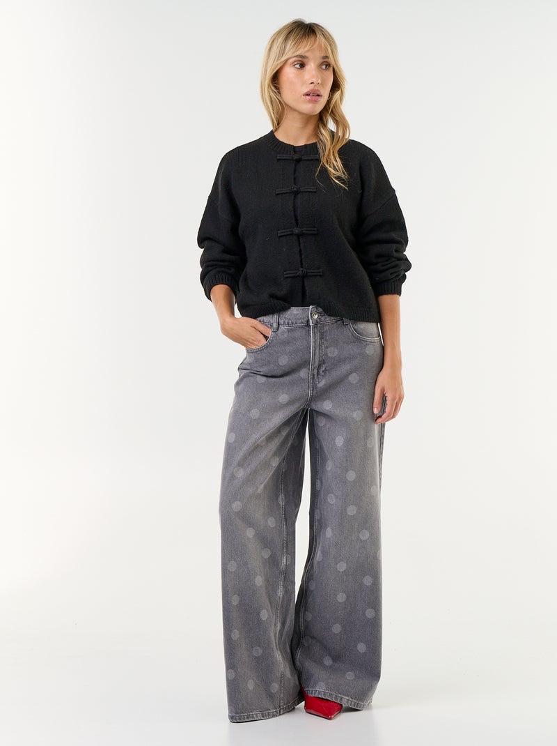 Gilet à manches longues avec boutonnage mandarin Noir - Kiabi