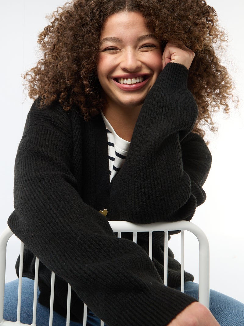 Gilet avec boutonnage en cœur Noir - Kiabi