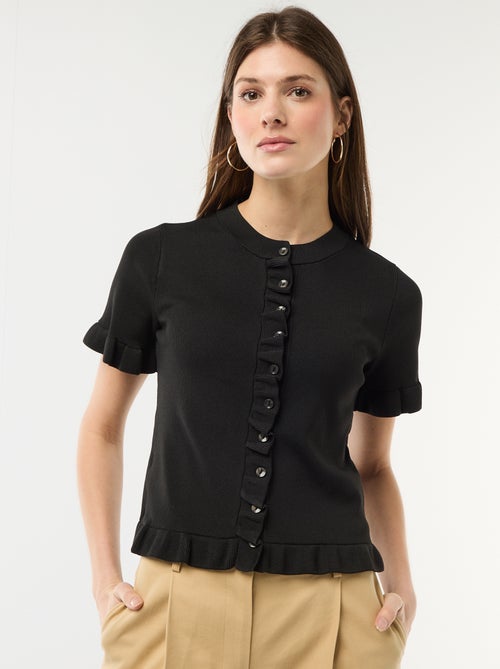 Gilet avec boutonnage et manches volantés - Kiabi