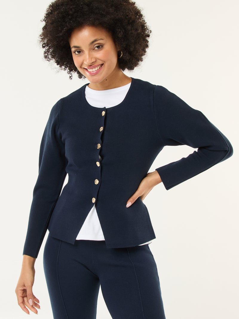 Gilet avec boutons dorés Bleu - Kiabi