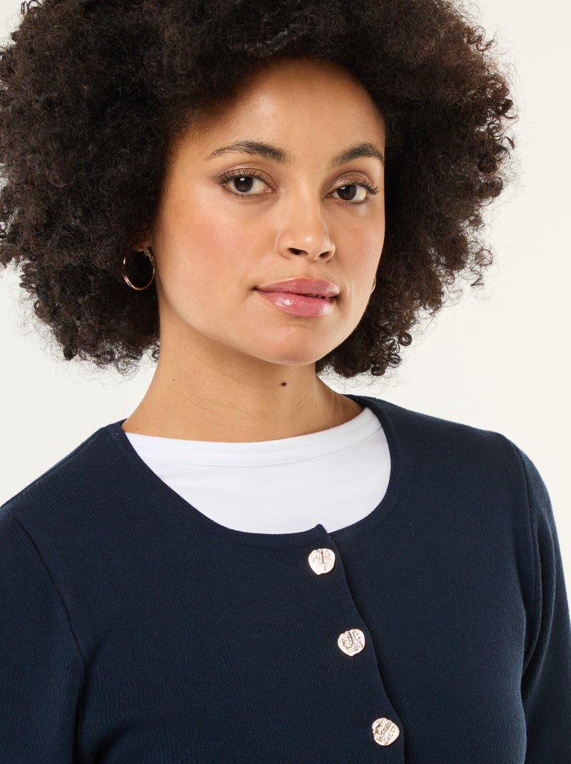 Gilet avec boutons dorés Bleu - Kiabi