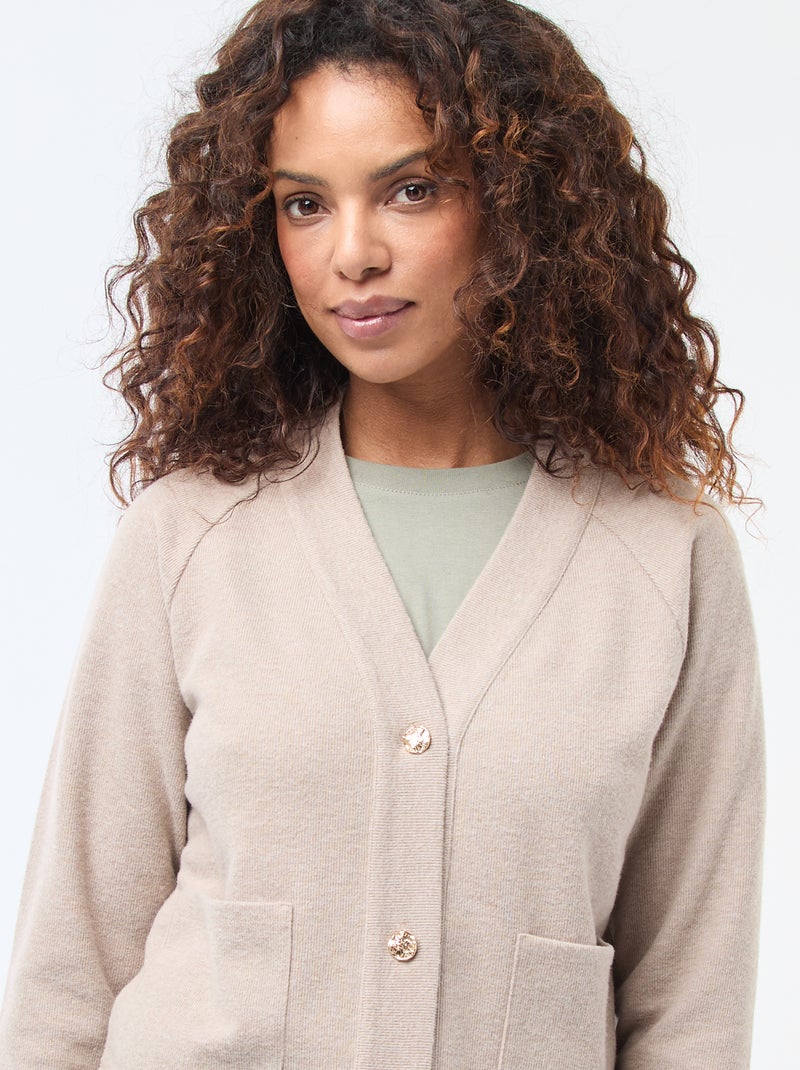 Gilet avec ouverture boutonnée dorée Marron - Kiabi