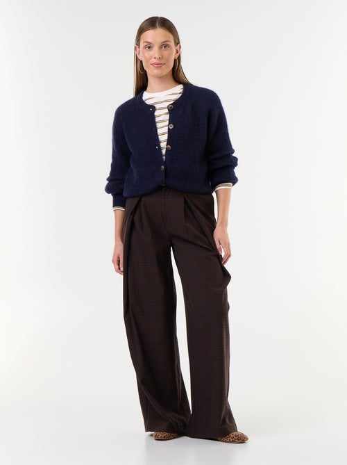 Gilet boutonnée en mohair et laine mélangé - Kiabi