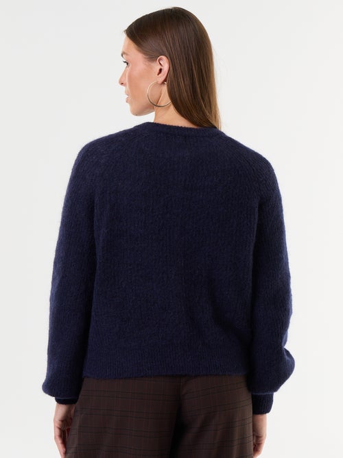 Gilet boutonnée en mohair et laine mélangé - Kiabi