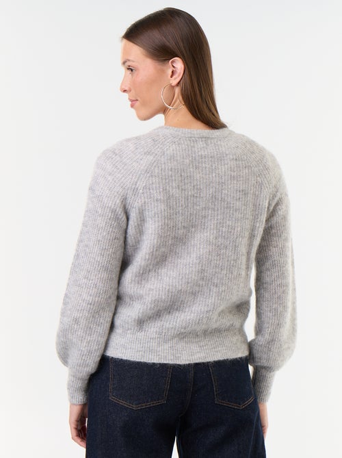 Gilet boutonnée en mohair et laine mélangé - Kiabi