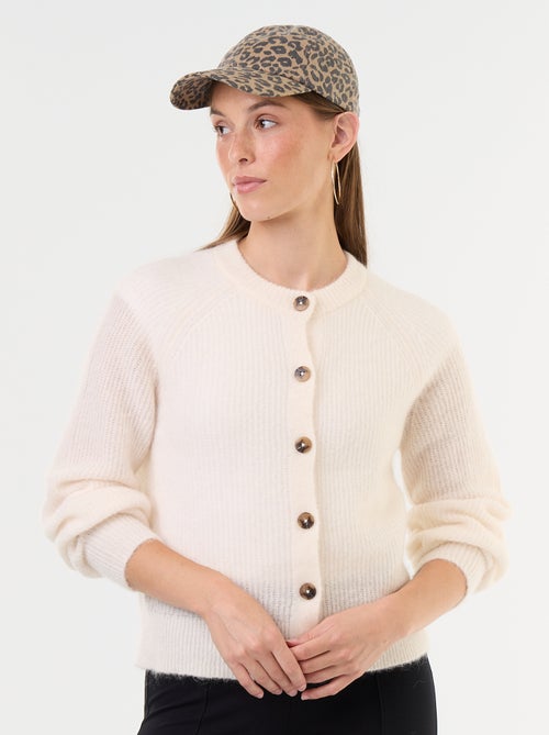 Gilet boutonnée en mohair et laine mélangé - Kiabi