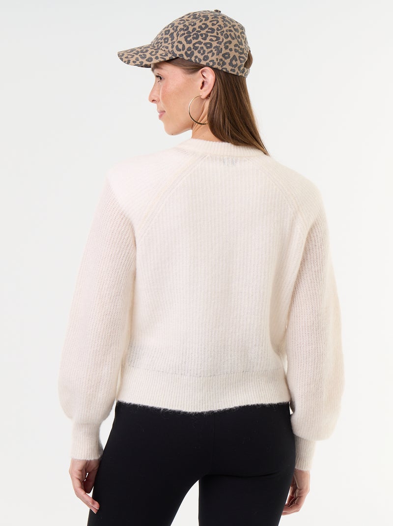 Gilet boutonnée en mohair et laine mélangé Gris - Kiabi