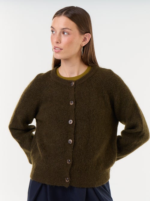Gilet boutonnée en mohair et laine mélangé - Kiabi