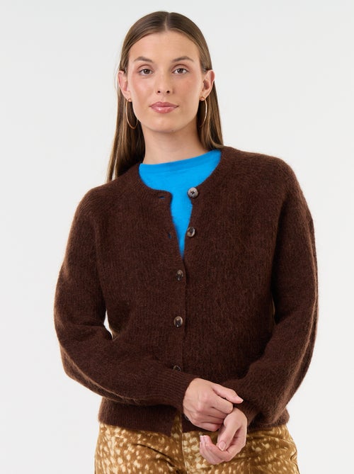 Gilet boutonnée en mohair et laine mélangé - Kiabi