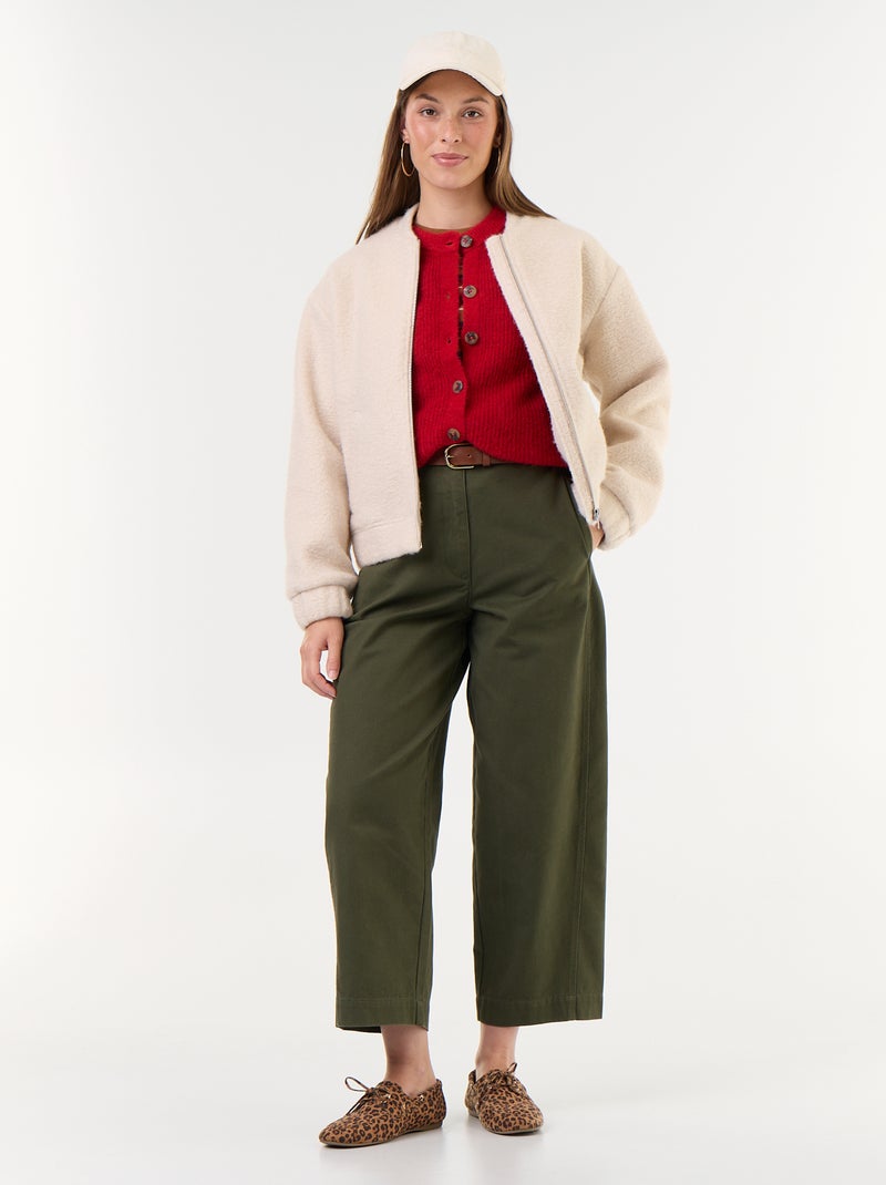 Gilet boutonnée en mohair et laine mélangé Rouge - Kiabi