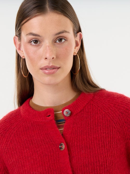 Gilet boutonnée en mohair et laine mélangé - Kiabi