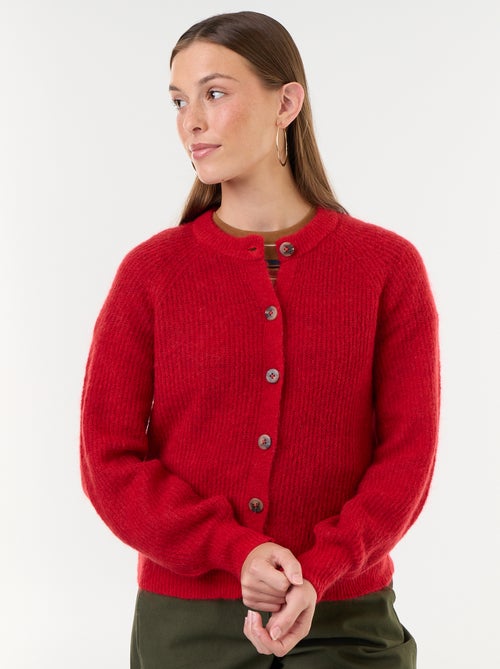 Gilet boutonnée en mohair et laine mélangé - Kiabi
