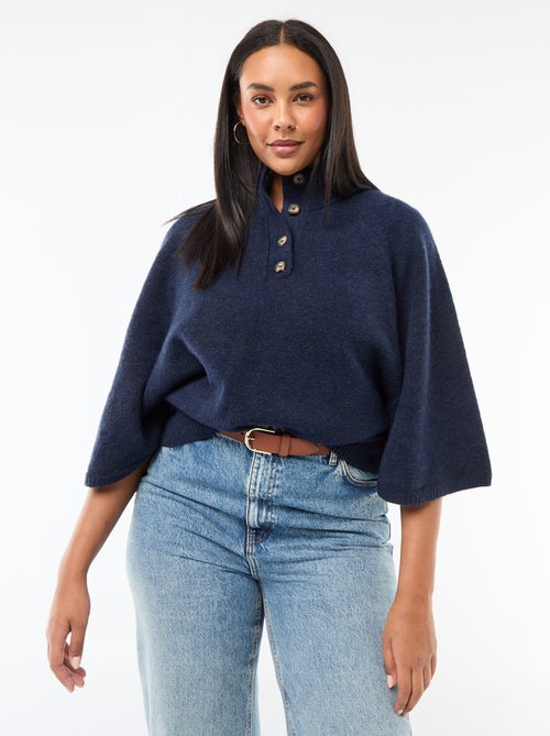 Gilet cape en maille grosse jauge - Kiabi