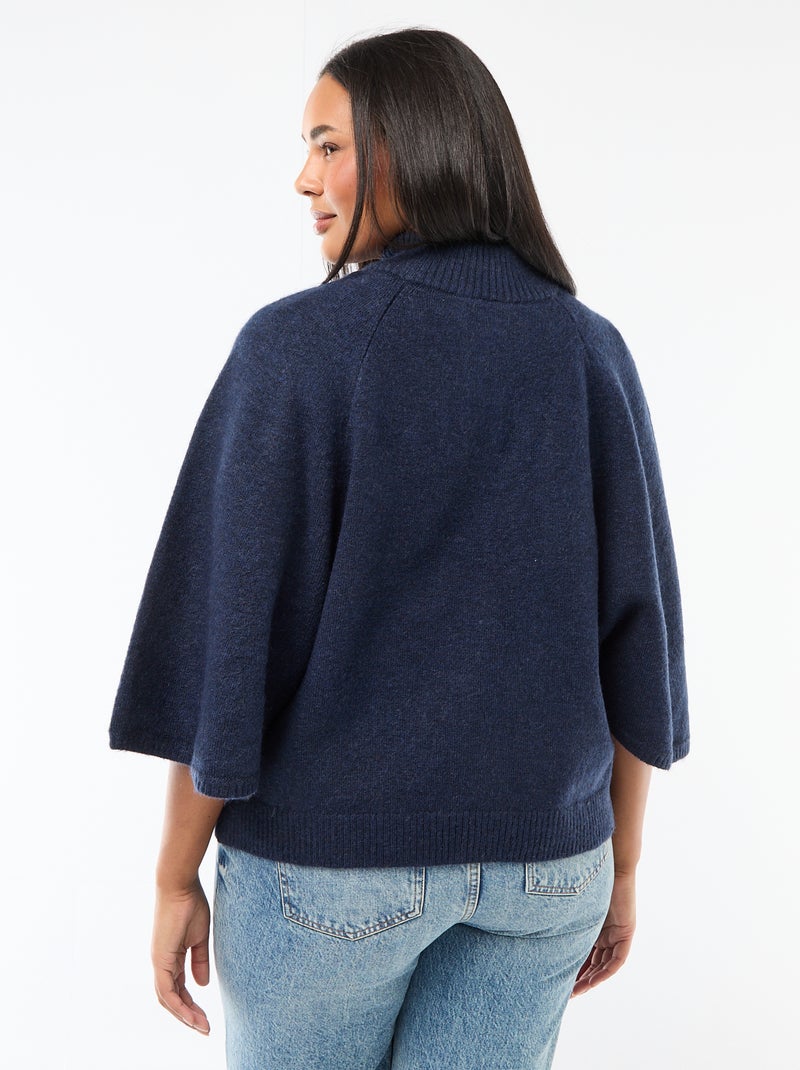 Gilet cape en maille grosse jauge Bleu - Kiabi