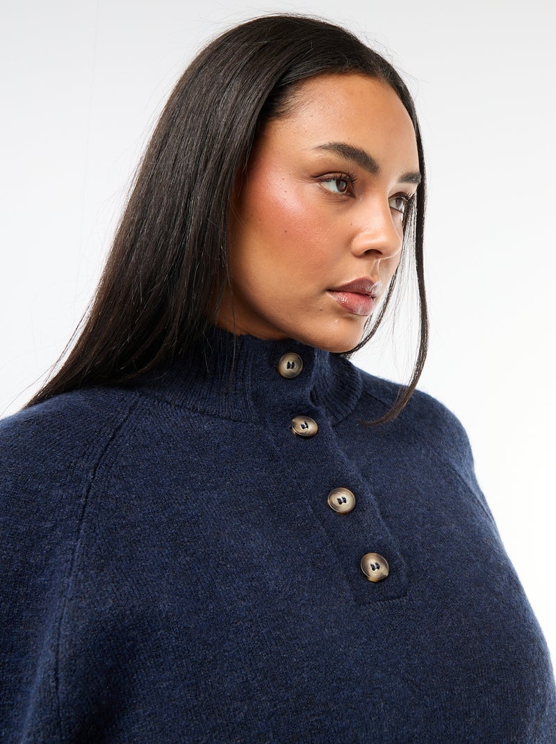 Gilet cape en maille grosse jauge Bleu - Kiabi