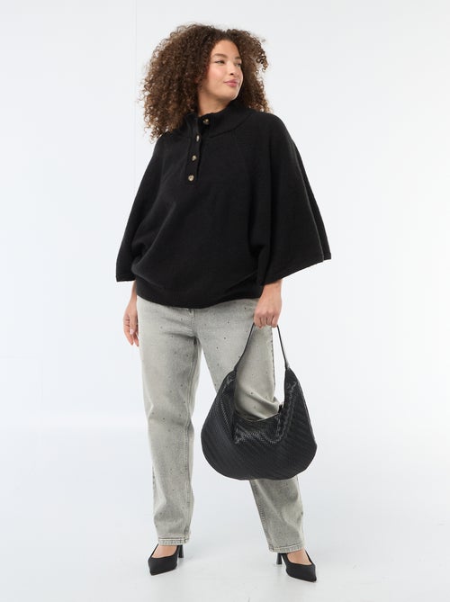 Gilet cape en maille grosse jauge - Kiabi