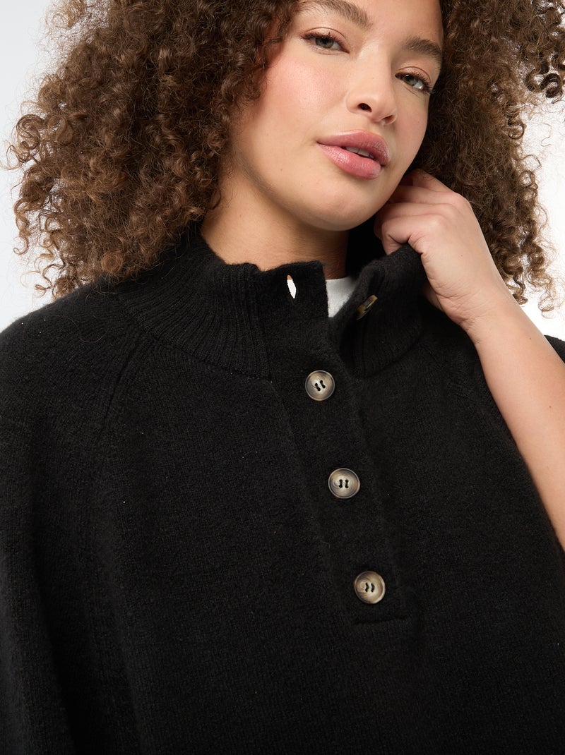 Gilet cape en maille grosse jauge Noir - Kiabi