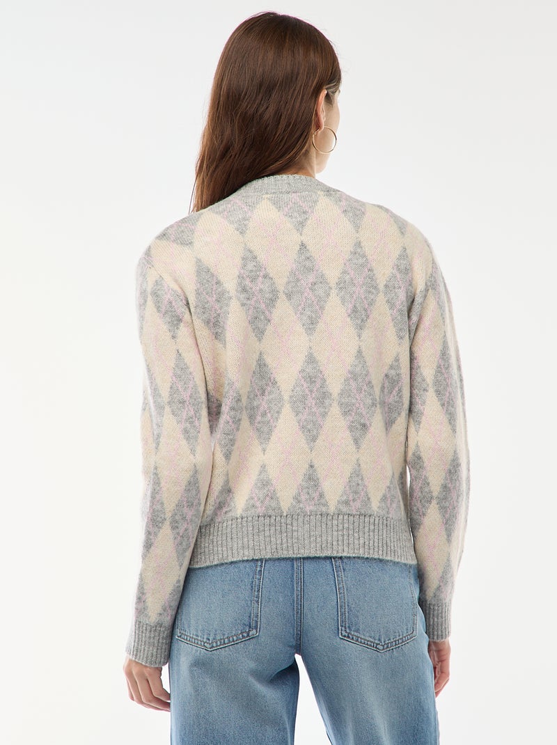 Gilet chaud imprimé losanges Blanc - Kiabi