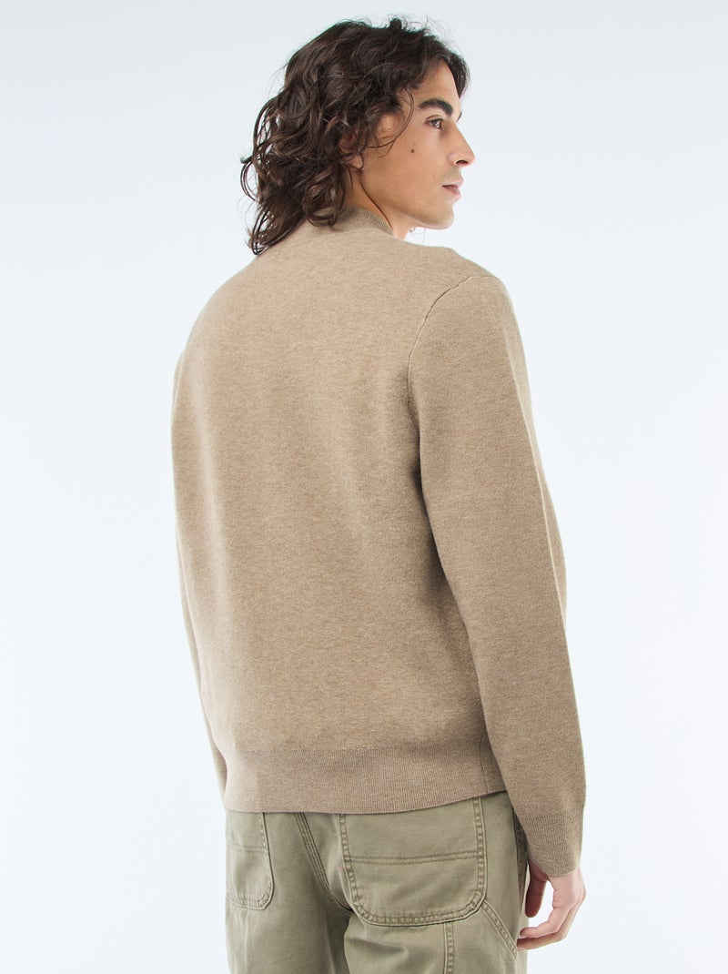 Gilet chaud zippé à col montant Taupe - Kiabi