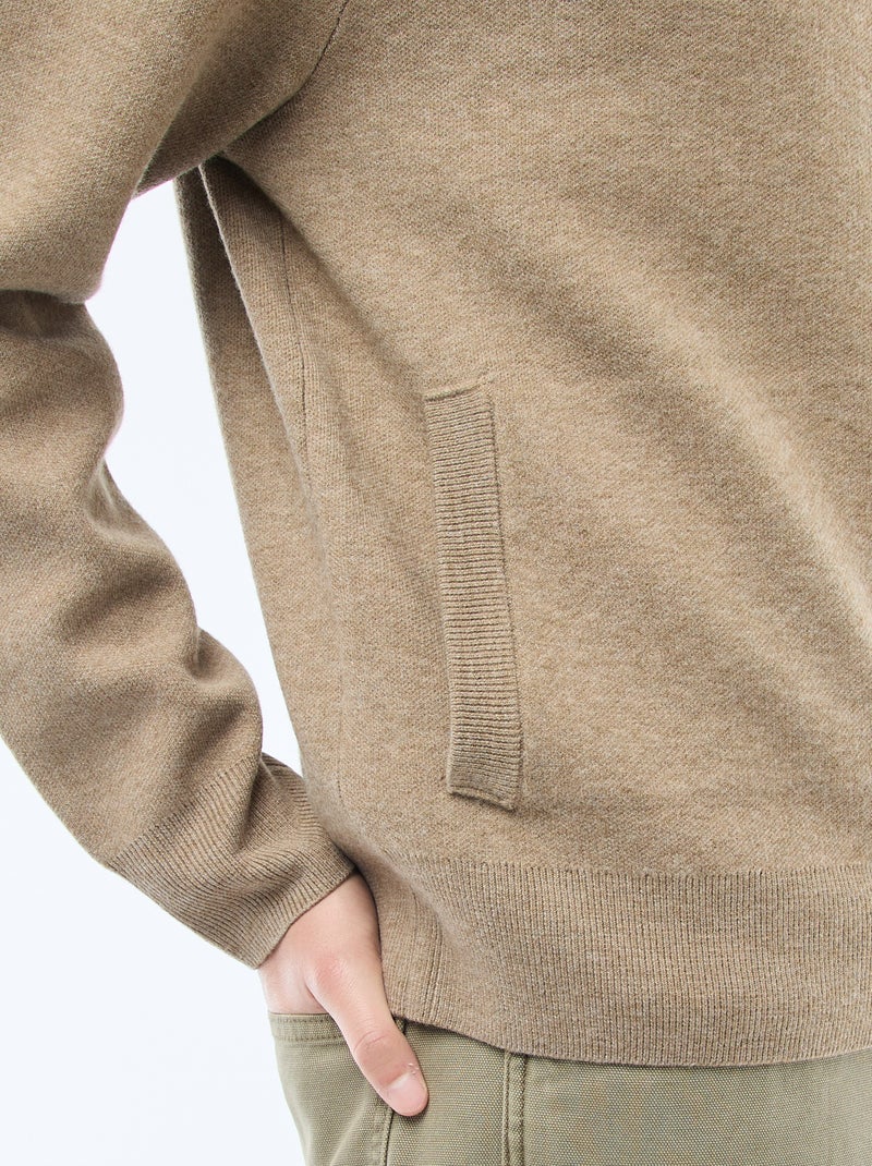 Gilet chaud zippé à col montant Taupe - Kiabi