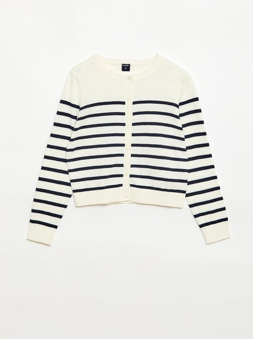 Gilet col rond léger rayé - Kiabi