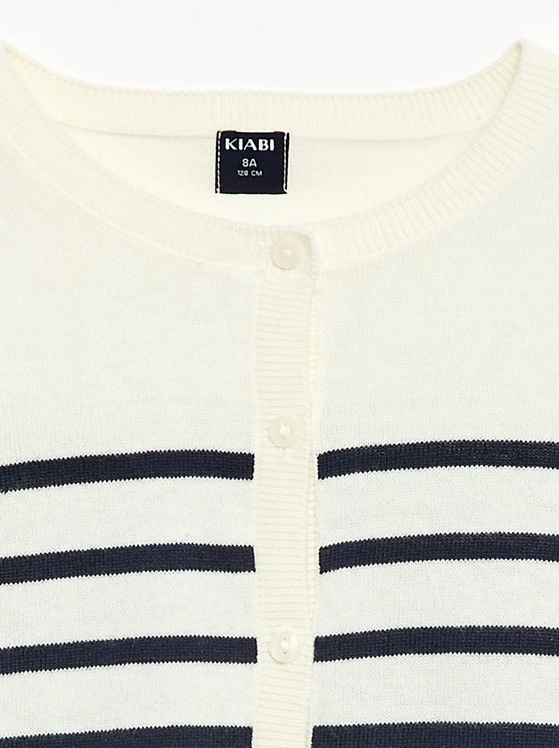 Gilet col rond léger rayé Bleu - Kiabi