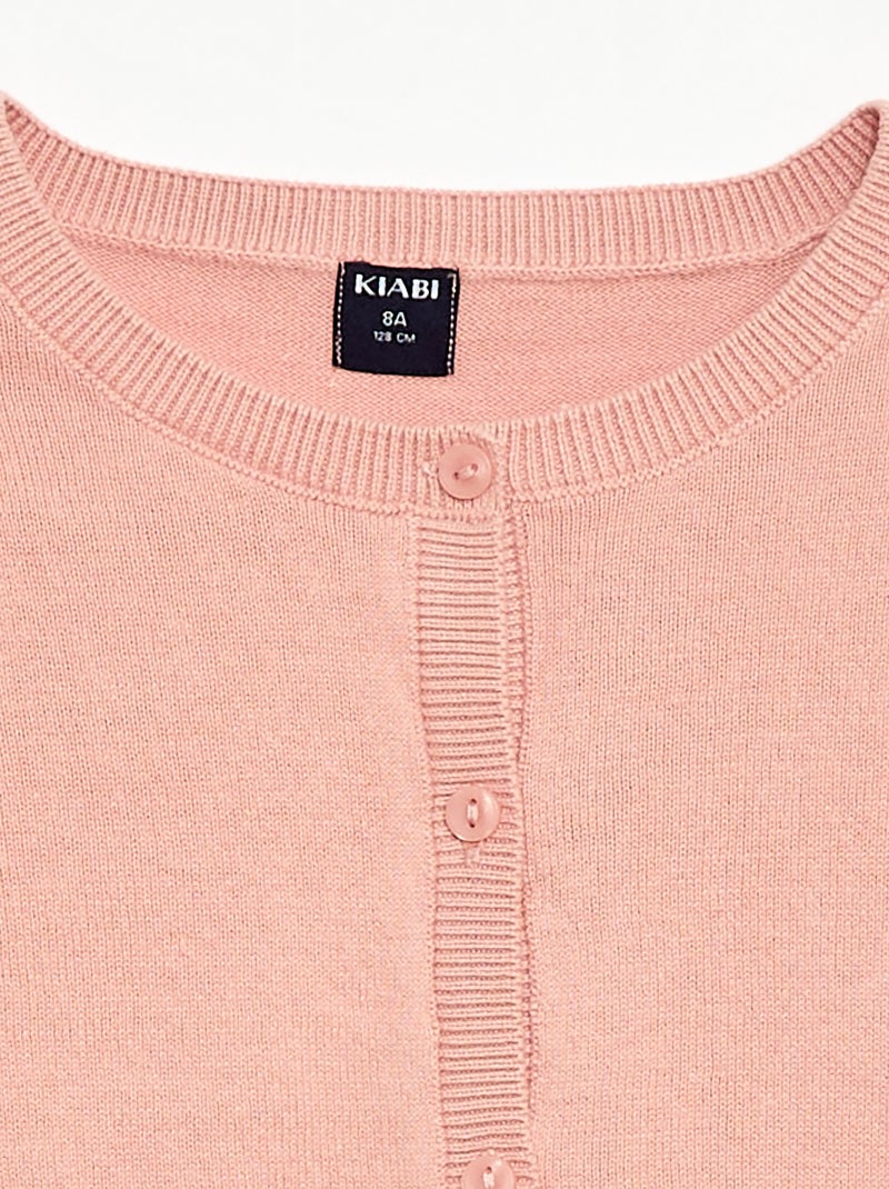 Gilet col rond léger uni Rose - Kiabi