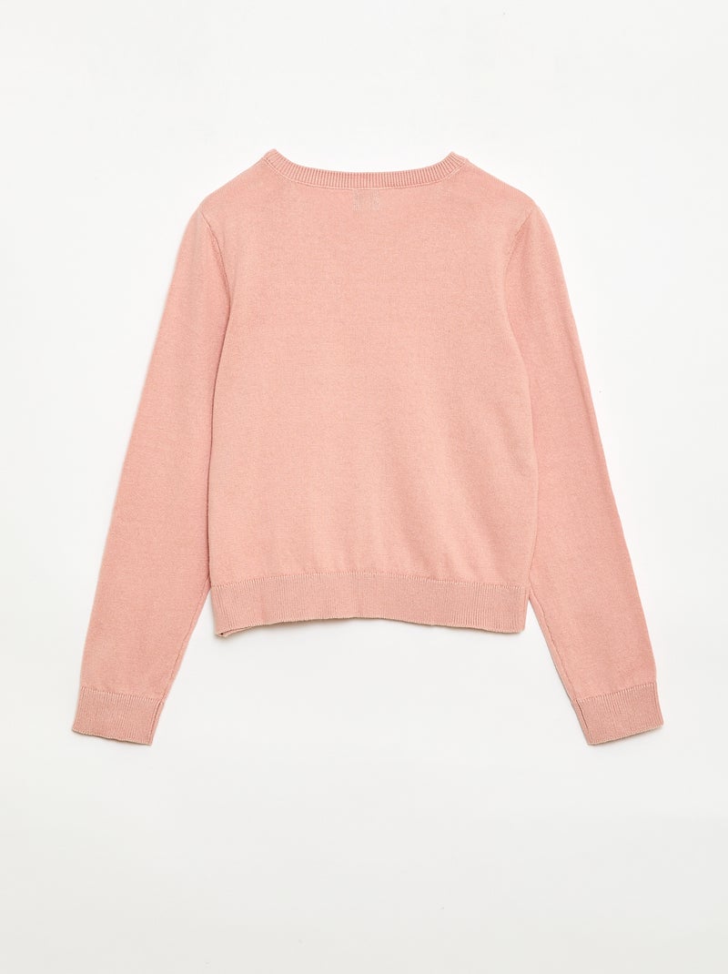 Gilet col rond léger uni Rose - Kiabi