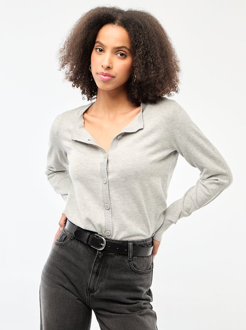 Gilet col rond uni - Kiabi