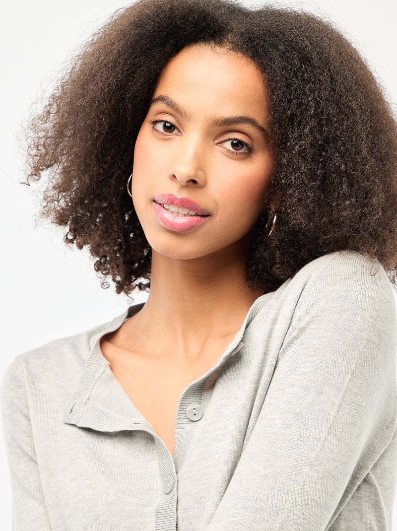 Gilet col rond uni Gris - Kiabi