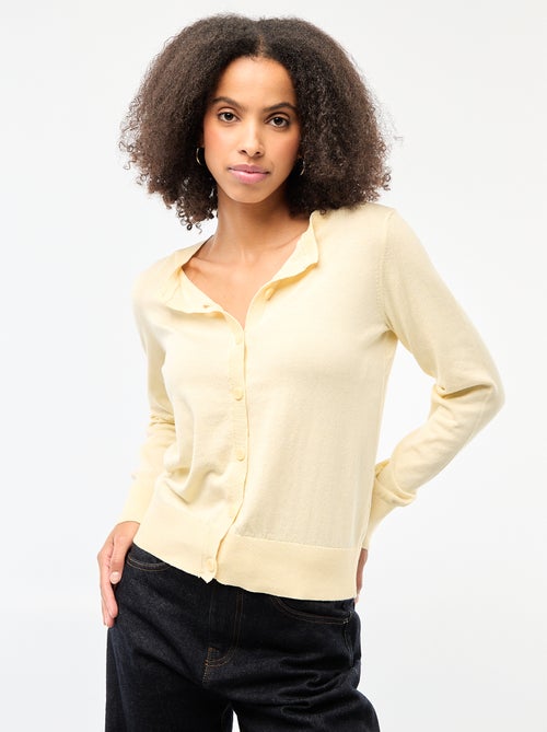 Gilet col rond uni - Kiabi