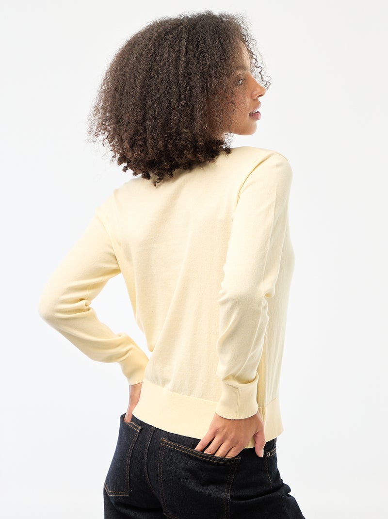 Gilet col rond uni Jaune - Kiabi