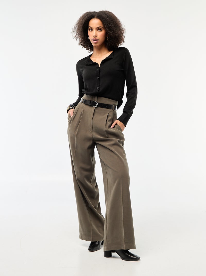 Gilet col rond uni Noir - Kiabi