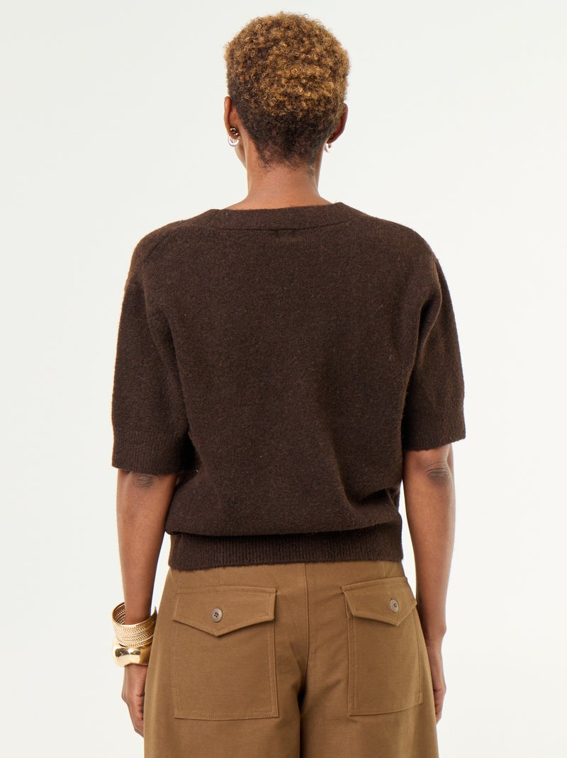 Gilet col V sans manches Marron - Kiabi