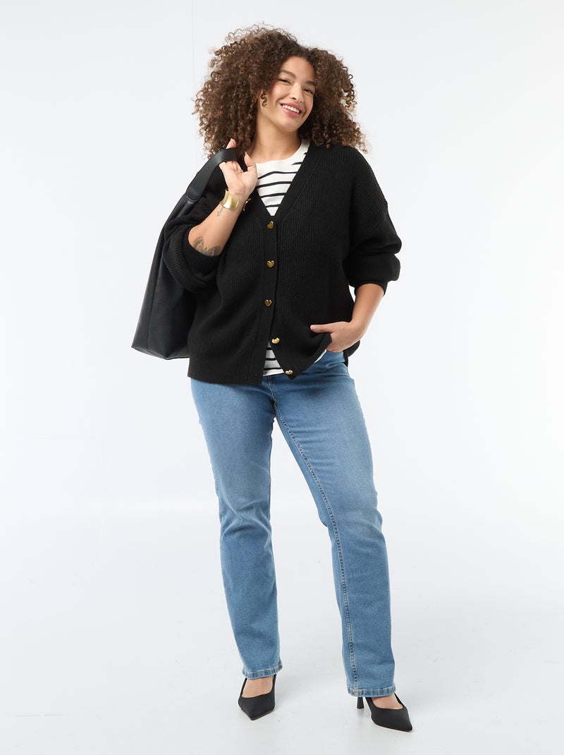 Gilet con bottoni a forma di cuore Nero - Kiabi
