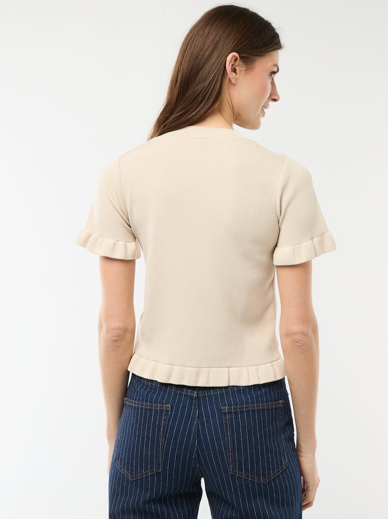 Gilet con bottoni e maniche a volant Beige - Kiabi