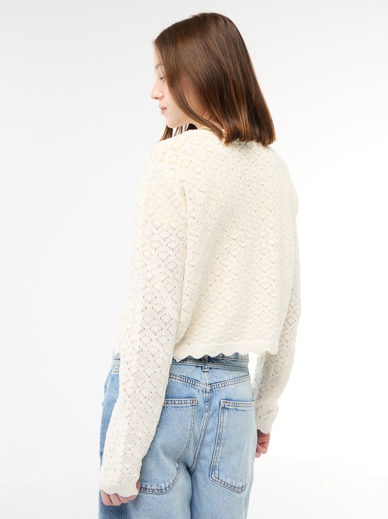 Gilet crochet à nouer festonné Beige - Kiabi