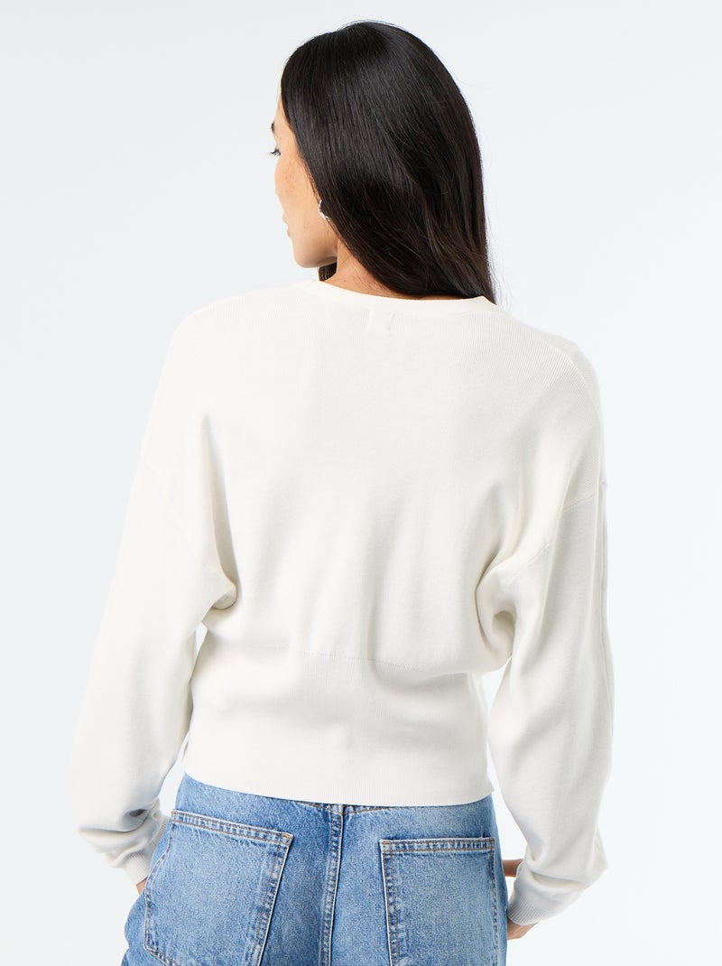 Gilet cropped boutonné Blanc - Kiabi