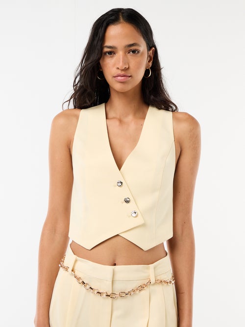 Gilet de costume avec ouverture boutonnée asymétrique - Kiabi