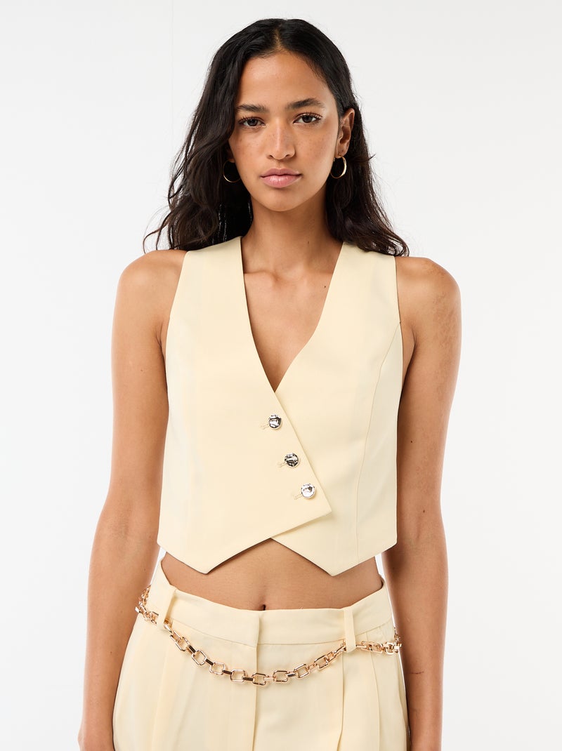 Gilet de costume avec ouverture boutonnée asymétrique Jaune - Kiabi
