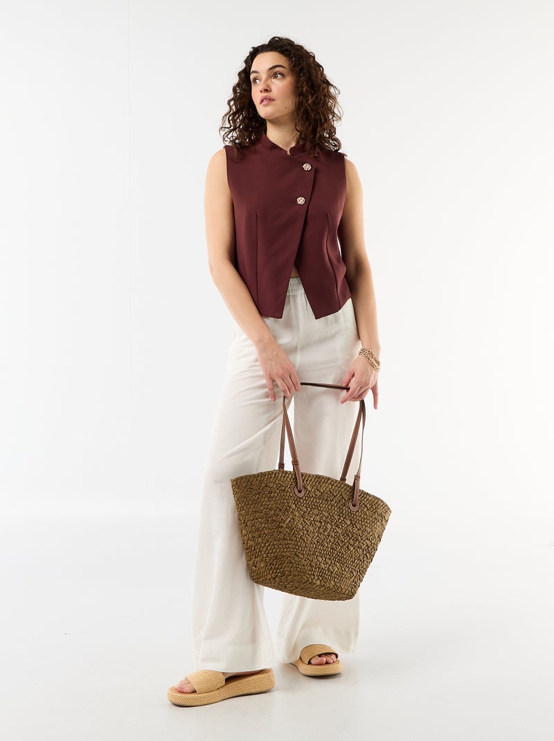 Gilet de costume sans manches avec ouverture symétrique Marron - Kiabi