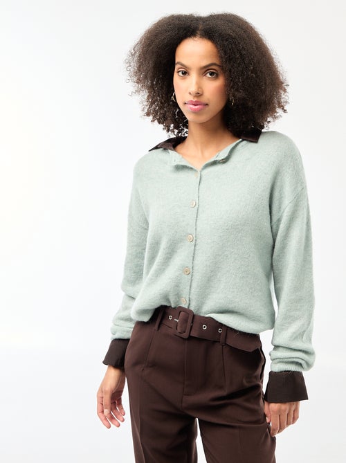 Gilet doux en laine et mohair - Kiabi