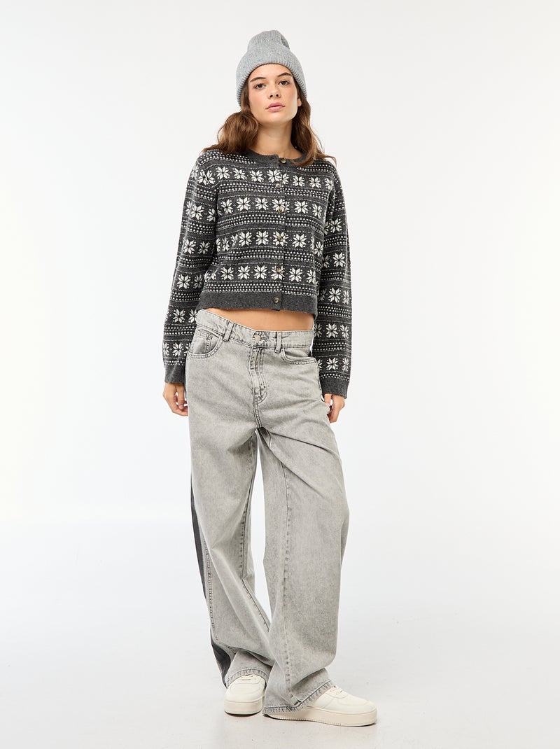 Gilet en jacquard Gris - Kiabi