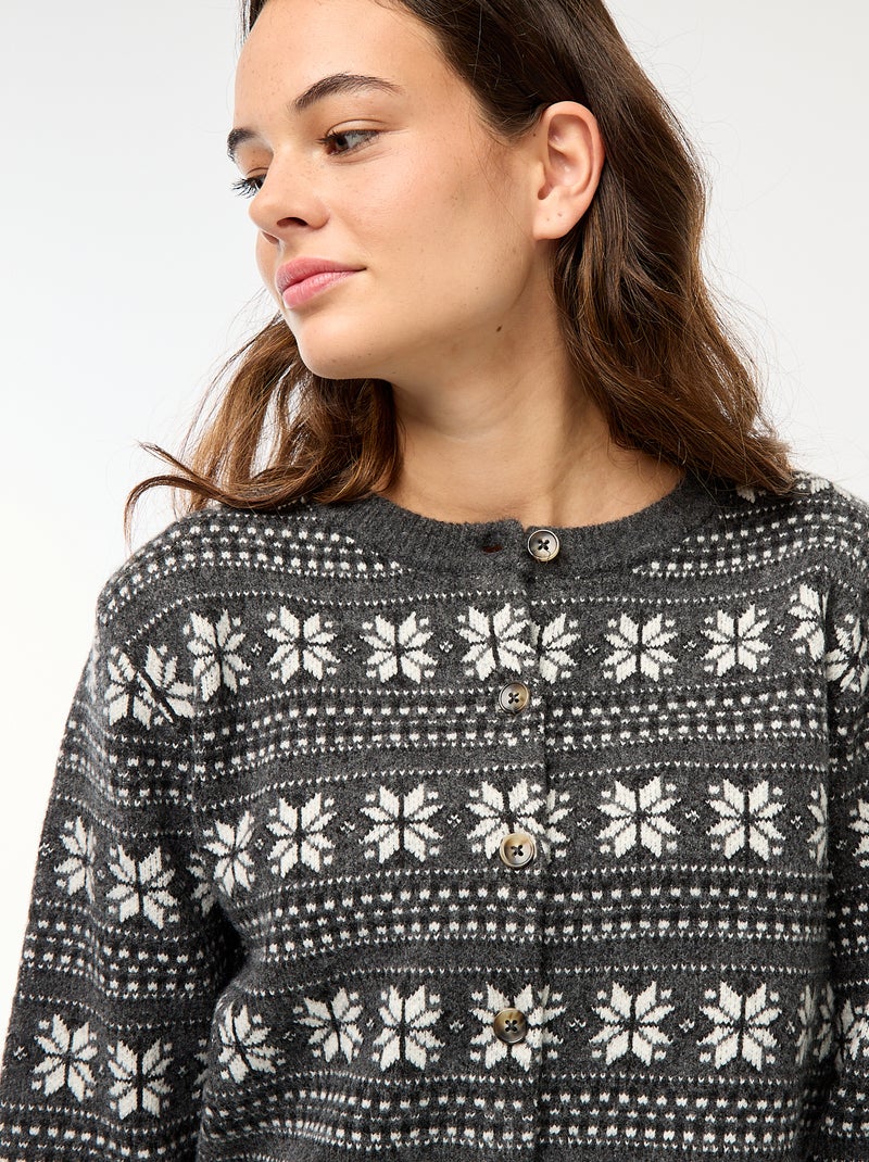 Gilet en jacquard Gris - Kiabi