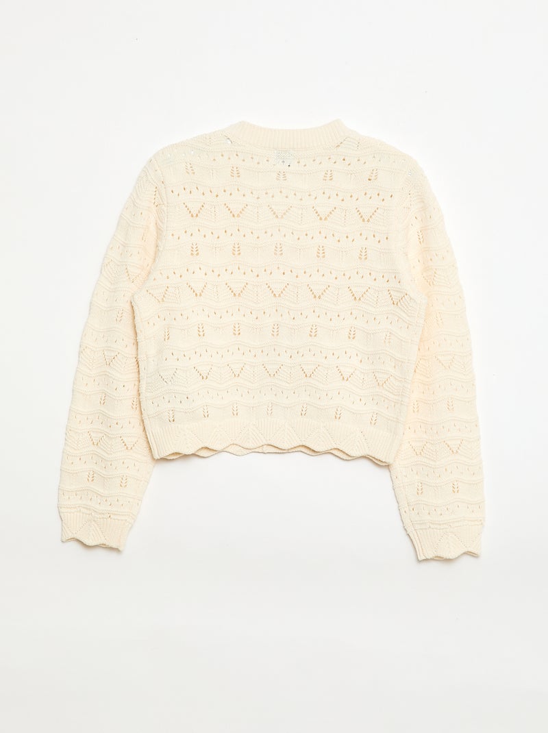 Gilet en maille ajourée Beige - Kiabi