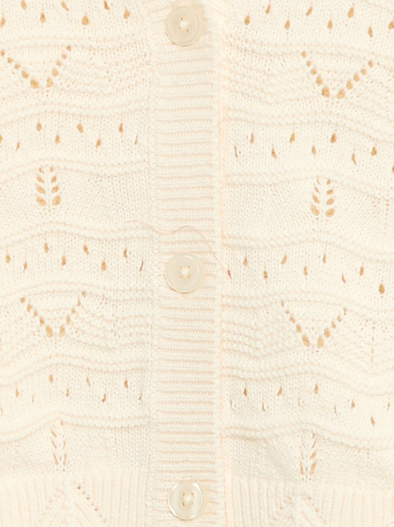 Gilet en maille ajourée Beige - Kiabi