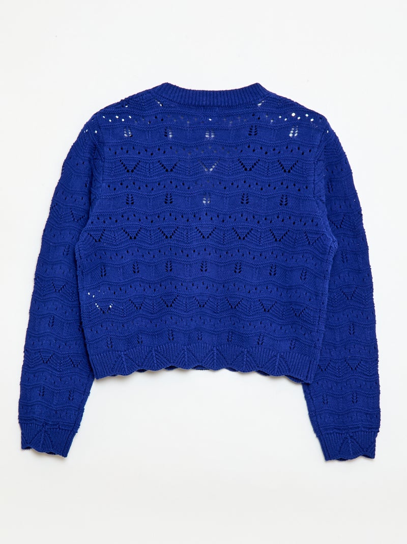 Gilet en maille ajourée Bleu - Kiabi