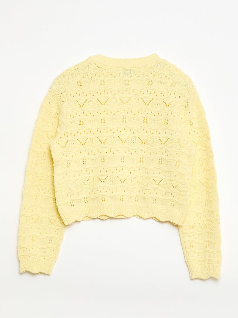 Gilet en maille ajourée Jaune - Kiabi