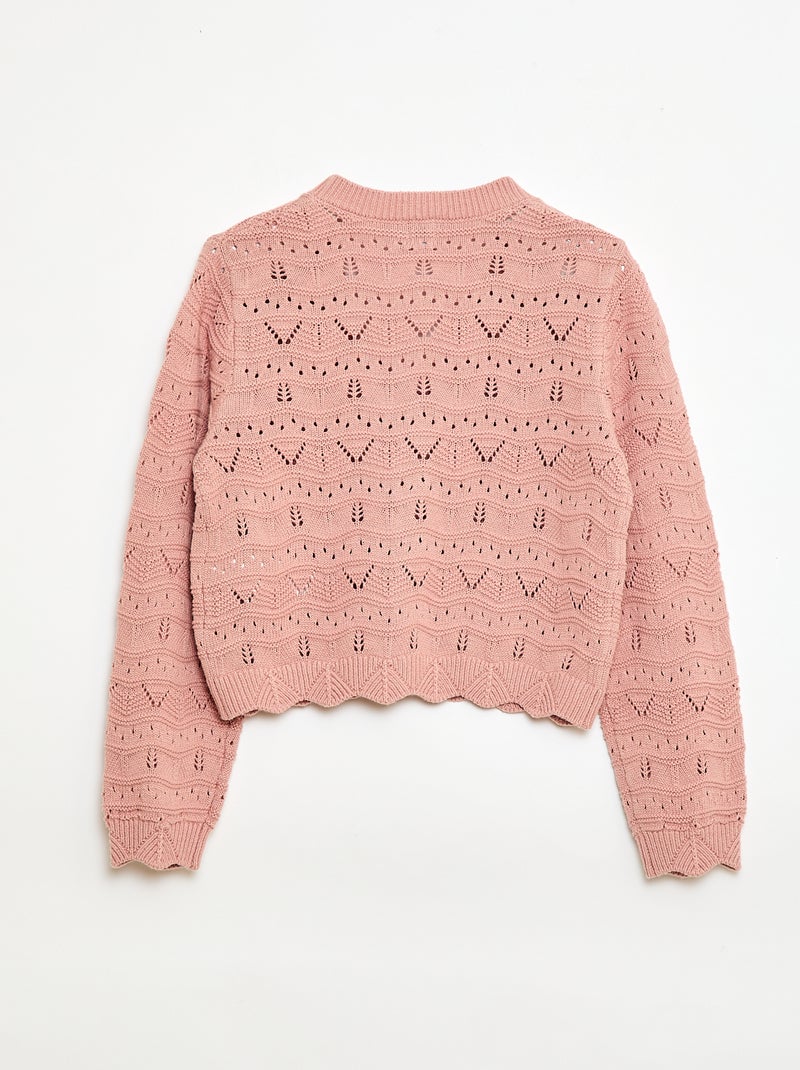 Gilet en maille ajourée Rose - Kiabi